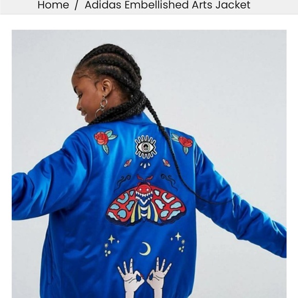 Used colorful adidas Blue Bomber Jacket *Discontinued* - Picture 5 of 8